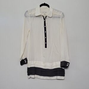 Banana Republic 4 Cream 100% Silk Shift Dress Long Sleeve Quiet Luxury Romantic